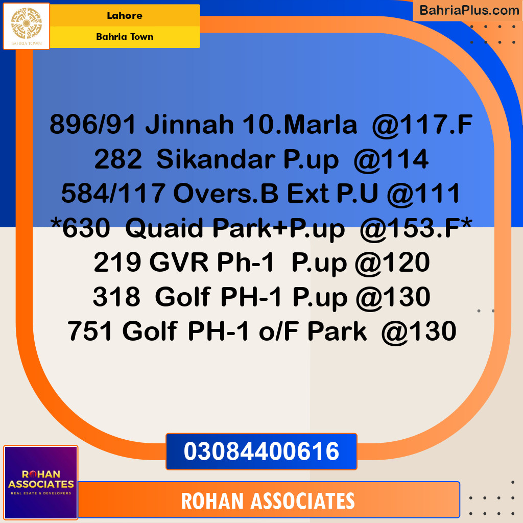 Residential Plot for Sale in Sector E - Jinnah Block -  Bahria Town, Lahore - (BP-170858)