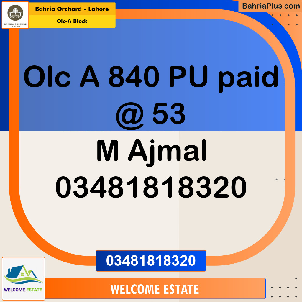 Residential Plot for Sale in OLC-A Block -  Bahria Orchard, Lahore - (BP-170861)