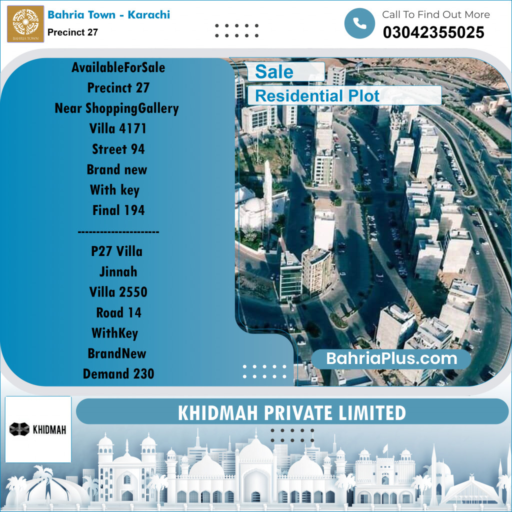 Residential Plot for Sale in Precinct 27 -  Bahria Town, Karachi - (BP-170874)