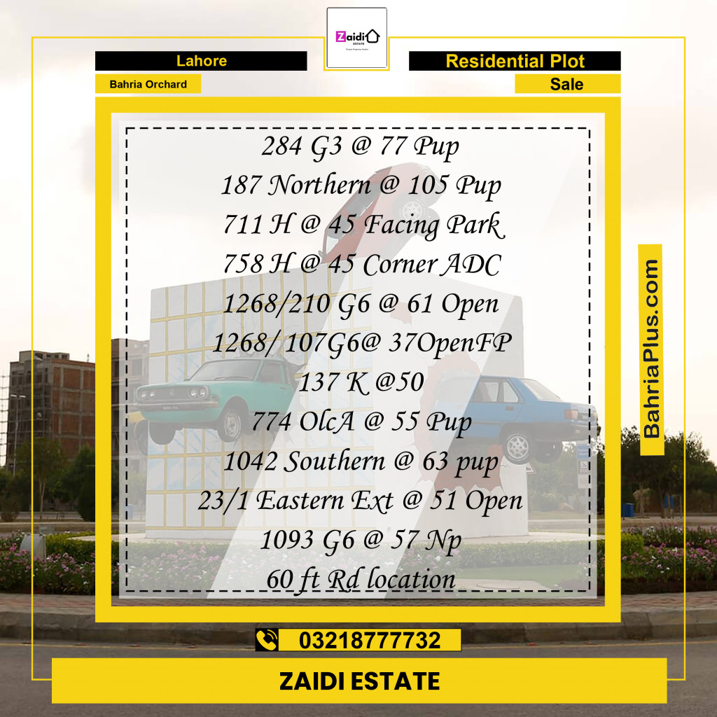 Residential Plot for Sale in Phase 4 - G3 Block -  Bahria Orchard, Lahore - (BP-170878)