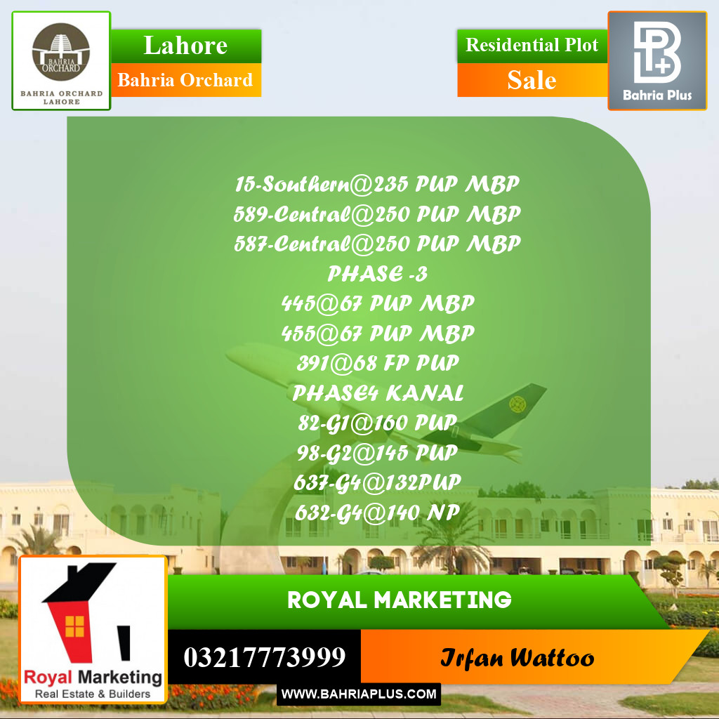 Residential Plot for Sale in Phase 1 - Southern District -  Bahria Orchard, Lahore - (BP-170881)