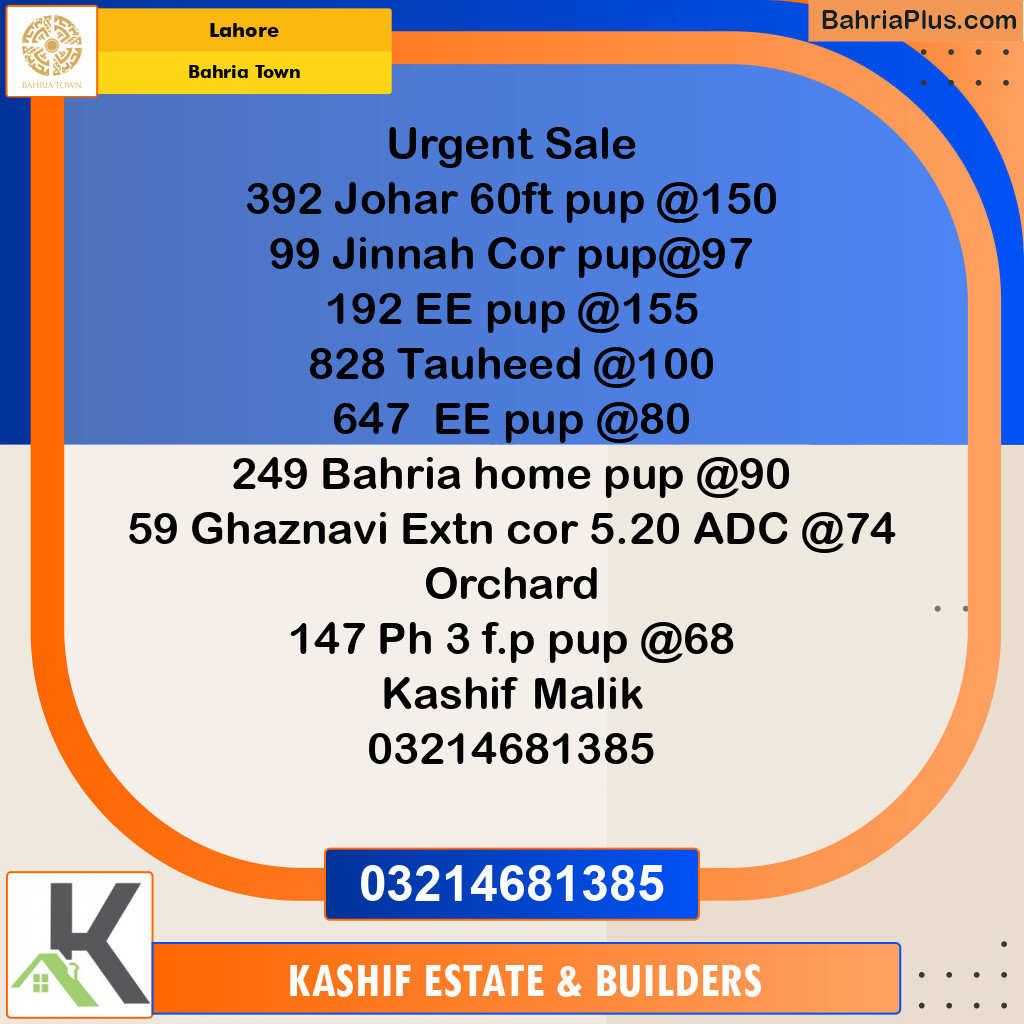 Residential Plot for Sale in Sector E - Johar Block -  Bahria Town, Lahore - (BP-170915)