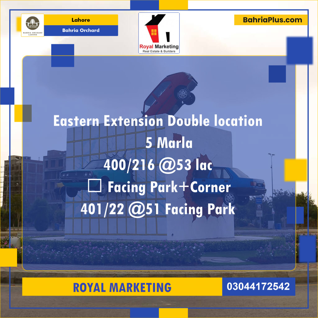 Residential Plot for Sale in Phase 1 - Eastern District Ext. II -  Bahria Orchard, Lahore - (BP-170939)