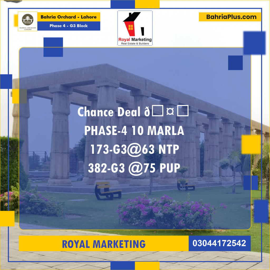 Residential Plot for Sale in Phase 4 - G3 Block -  Bahria Orchard, Lahore - (BP-170941)