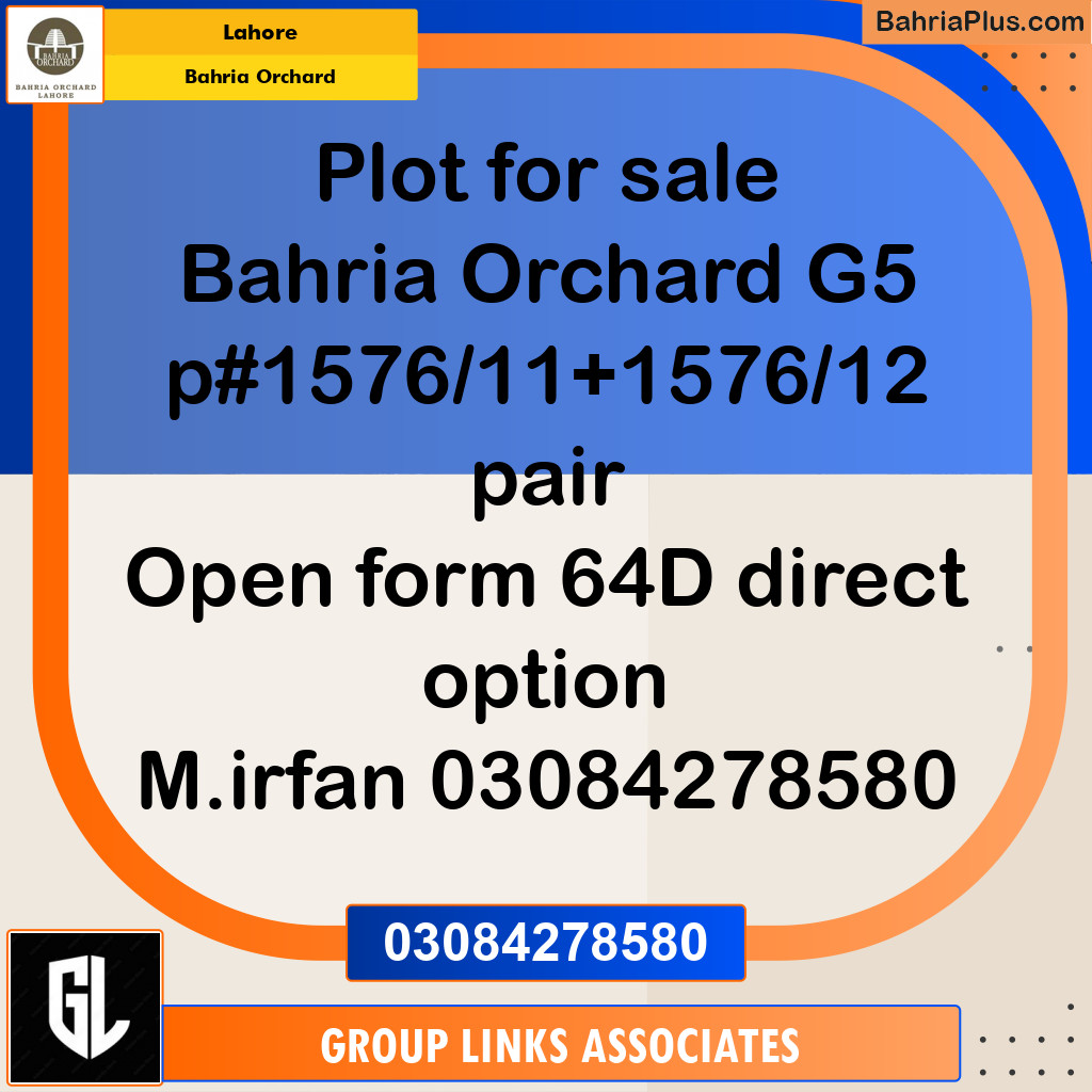 Residential Plot for Sale in Phase 4 - G5 Block - Bahria Orchard, Lahore - (BP-171011)