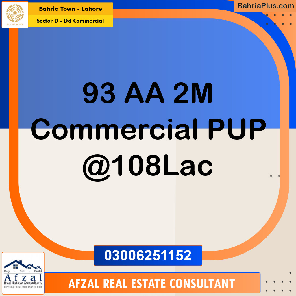 Commercial Plot for Sale in Sector D - DD Commercial - Bahria Town, Lahore - (BP-171028)