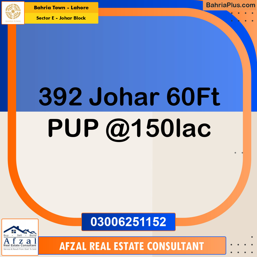 Residential Plot for Sale in Sector E - Johar Block -  Bahria Town, Lahore - (BP-171029)