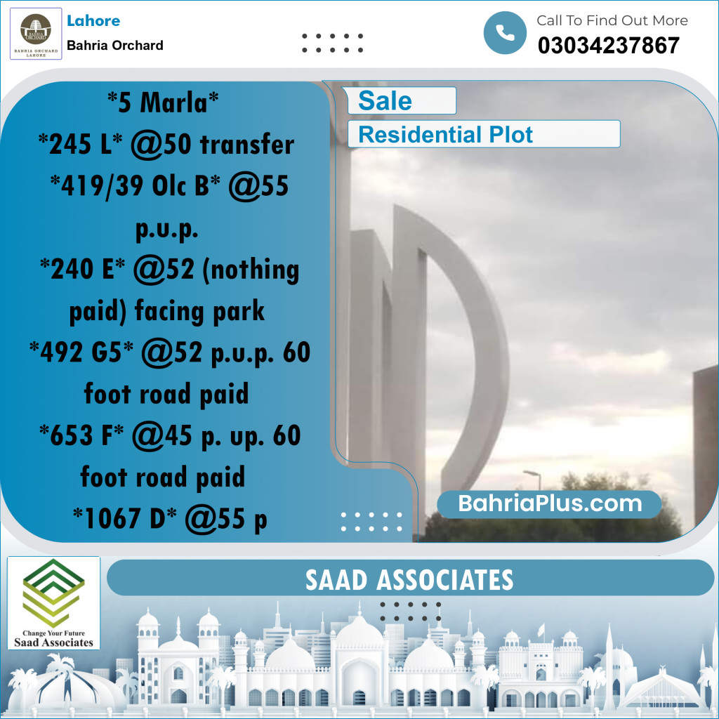 Residential Plot for Sale in Phase 2 - L Block -  Bahria Orchard, Lahore - (BP-171033)