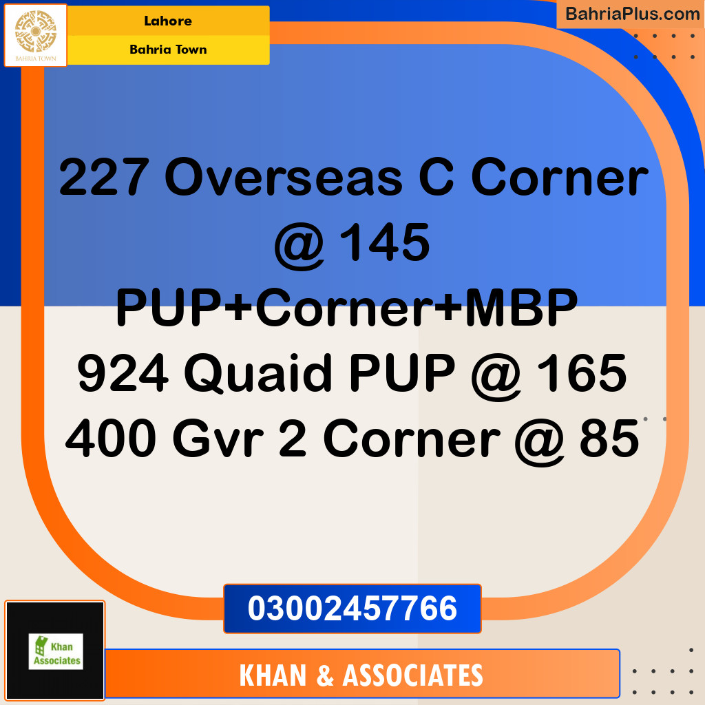 Residential Plot for Sale in Overseas C -  Bahria Town, Lahore - (BP-171065)