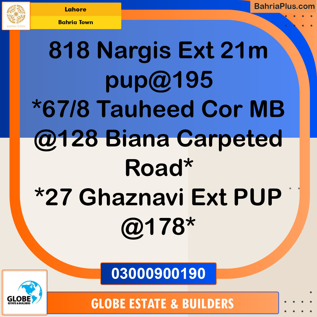 Residential Plot for Sale in Sector C - Nargis/Hussain Ext. -  Bahria Town, Lahore - (BP-171078)