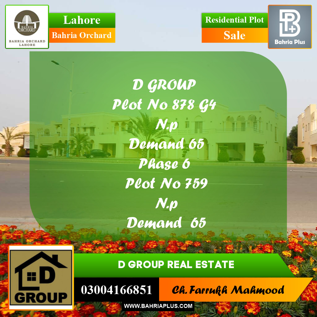 Residential Plot for Sale in Phase 4 - G4 Block -  Bahria Orchard, Lahore - (BP-171087)