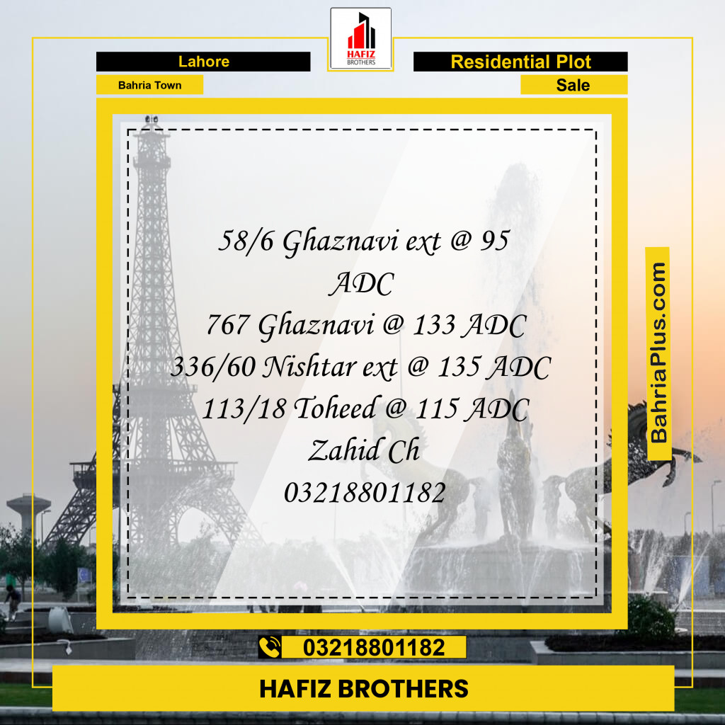 Residential Plot for Sale in Sector F - Ghaznavi Ext. Block - Bahria Town, Lahore - (BP-171106)