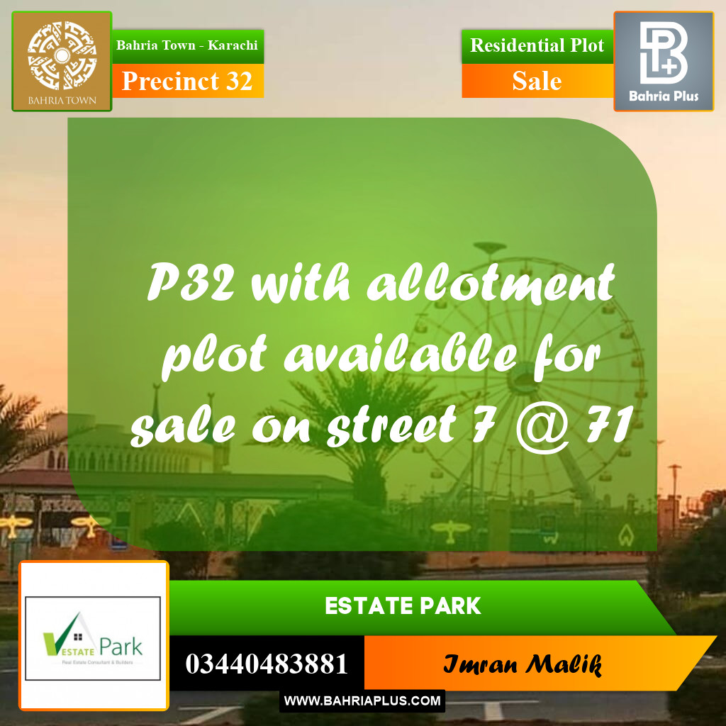 Residential Plot for Sale in Precinct 32 - Bahria Town, Karachi - (BP-171140)