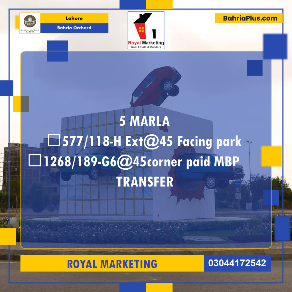 Residential Plot for Sale in Phase 2 - H Block - Bahria Orchard, Lahore - (BP-171209)