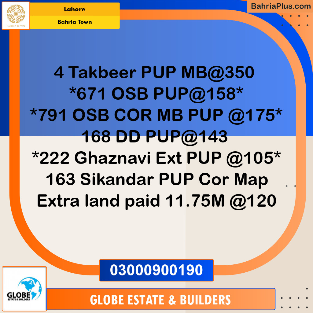 Residential Plot for Sale in Sector B - Takbeer Block -  Bahria Town, Lahore - (BP-171251)