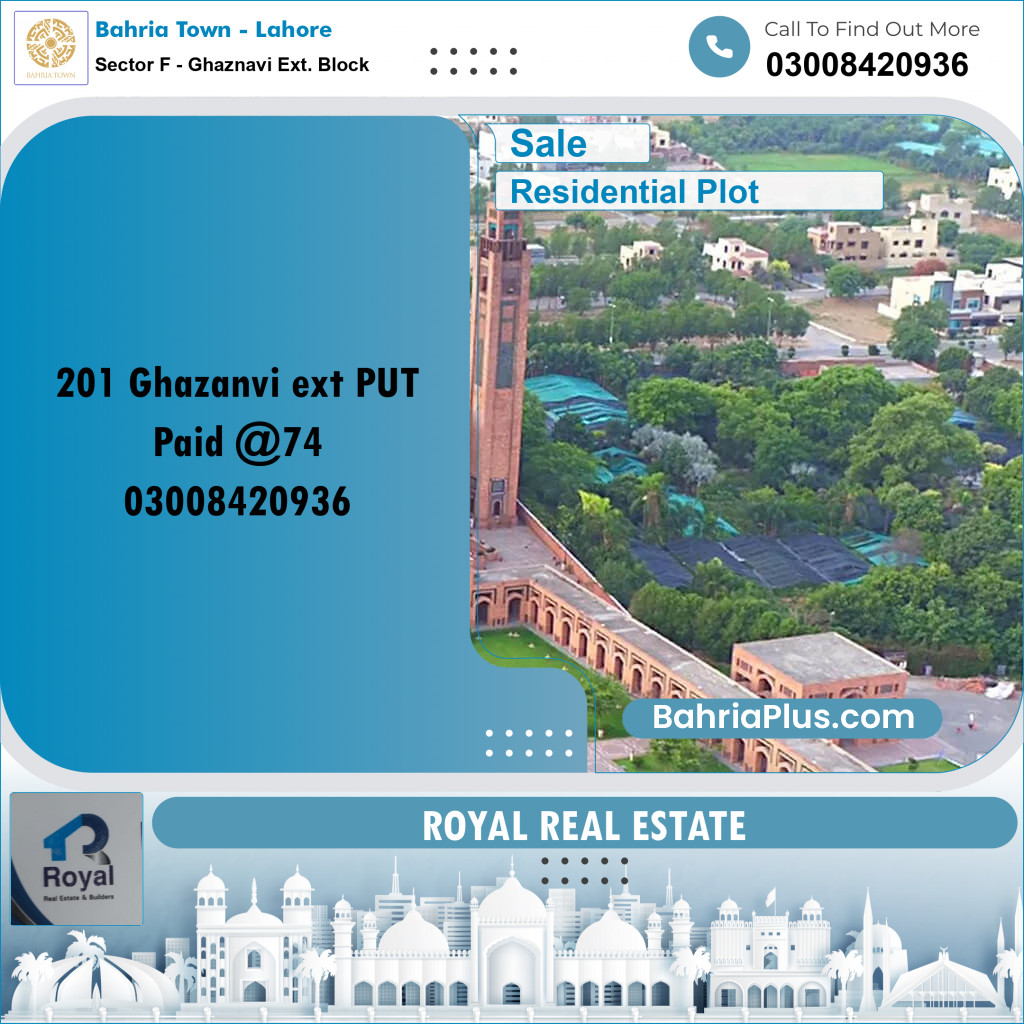 Residential Plot for Sale in Sector F - Ghaznavi Ext. Block - Bahria Town, Lahore - (BP-171278)