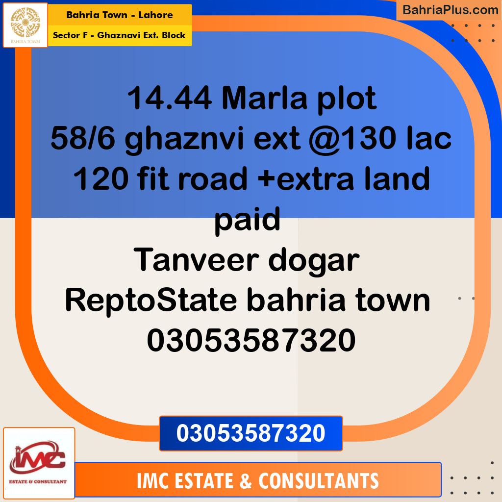 Residential Plot for Sale in Sector F - Ghaznavi Ext. Block -  Bahria Town, Lahore - (BP-171301)