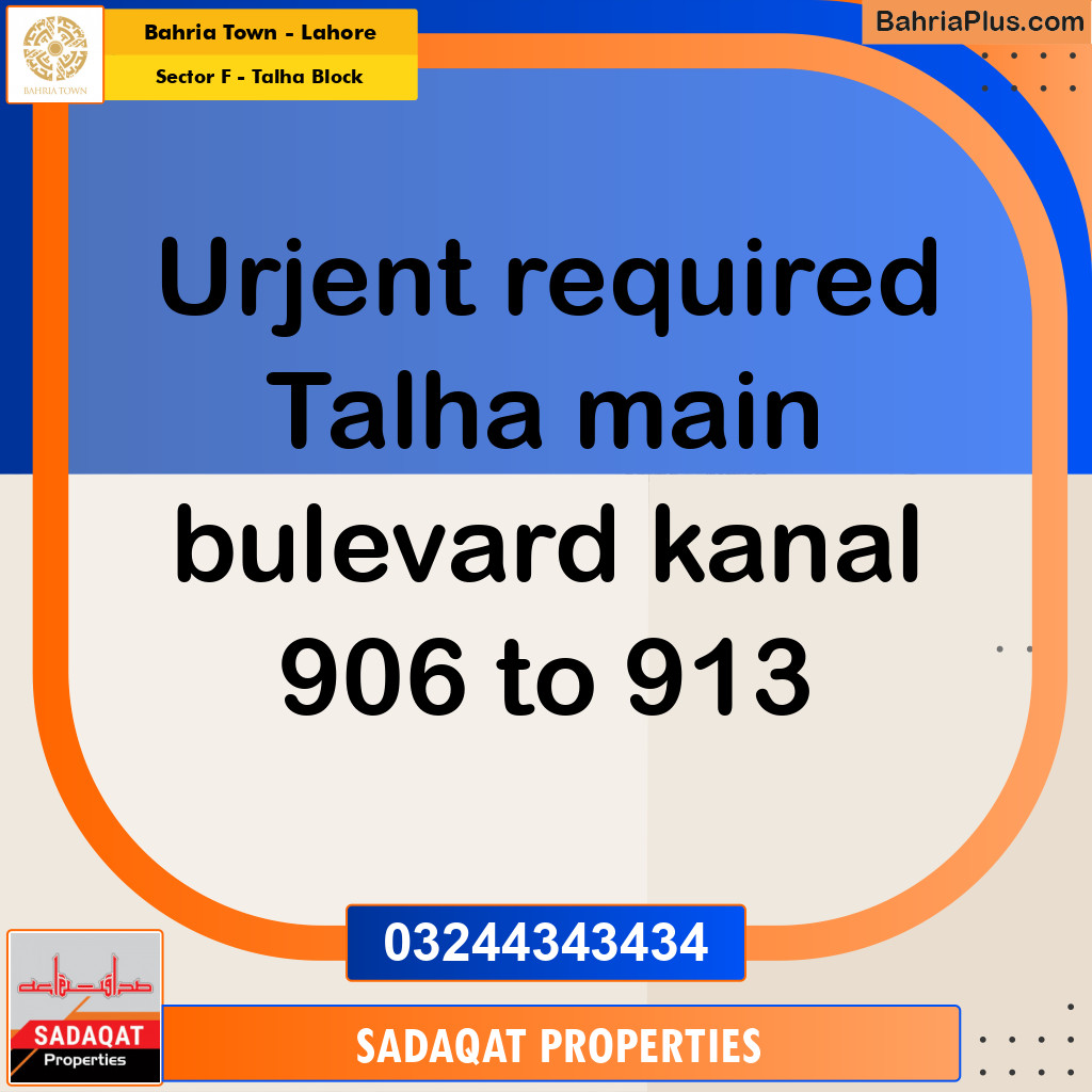 Residential Plot for Sale in Sector F - Talha Block -  Bahria Town, Lahore - (BP-171321)
