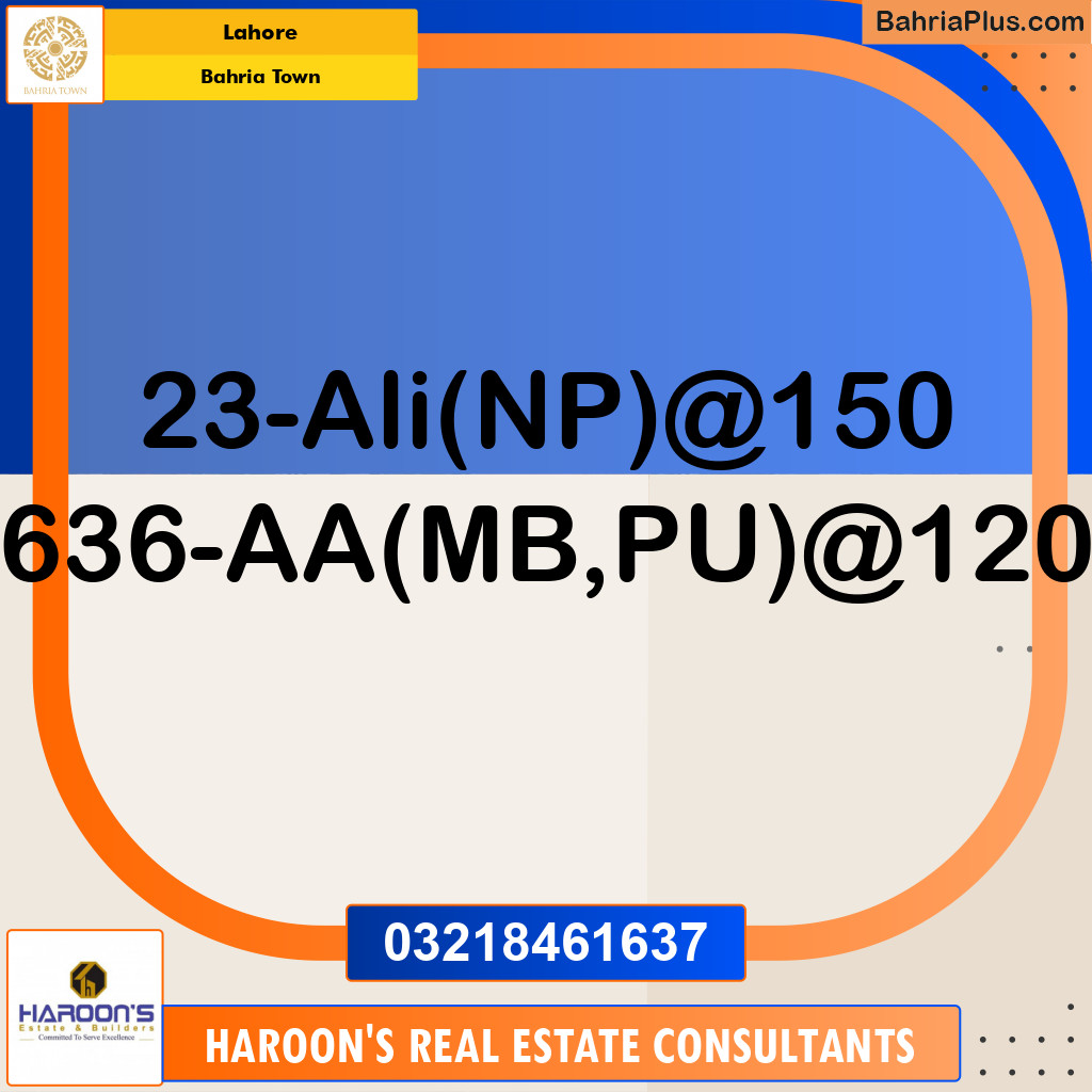 Residential Plot for Sale in Sector B - Ali Block -  Bahria Town, Lahore - (BP-171339)