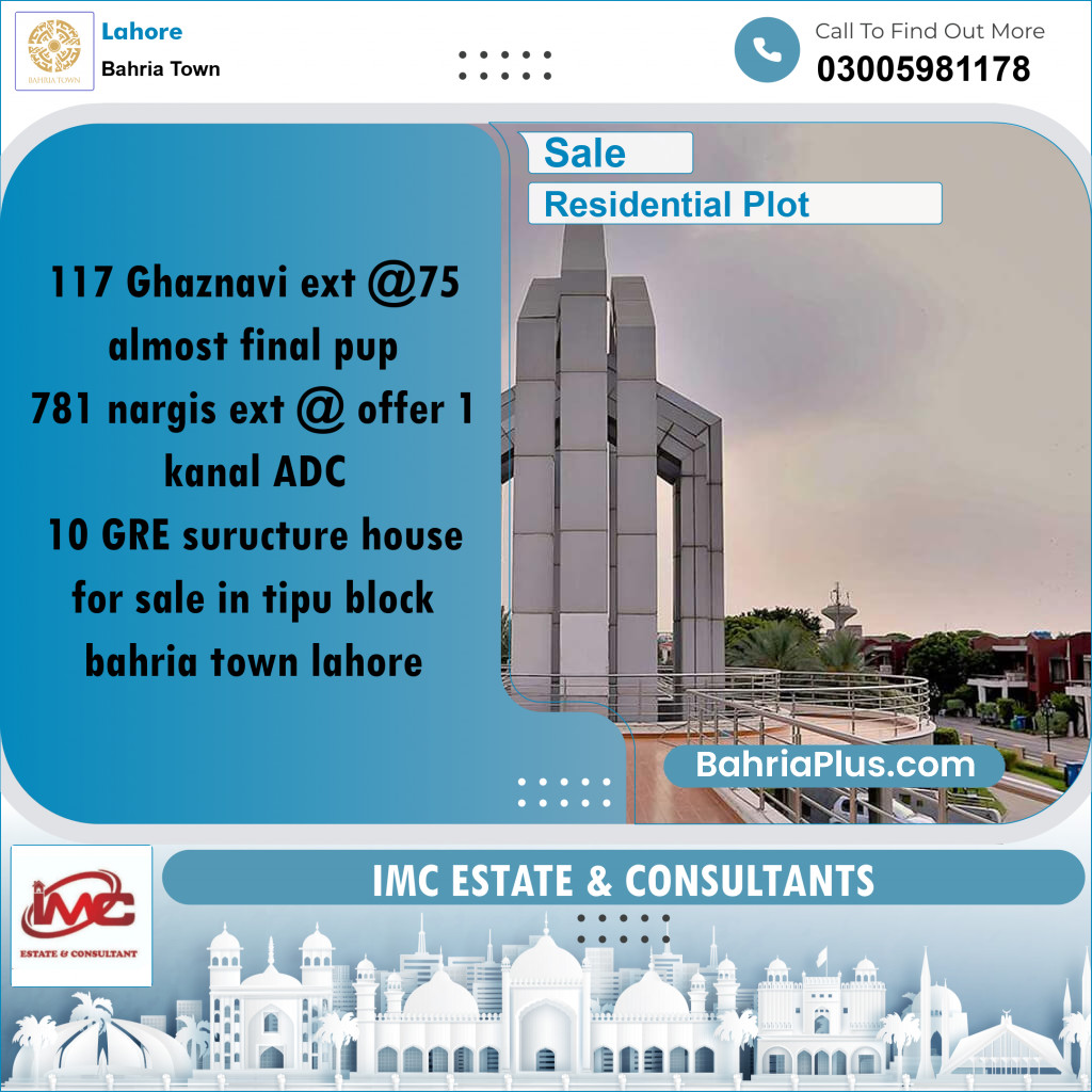 Residential Plot for Sale in Sector F - Ghaznavi Ext. Block -  Bahria Town, Lahore - (BP-171342)