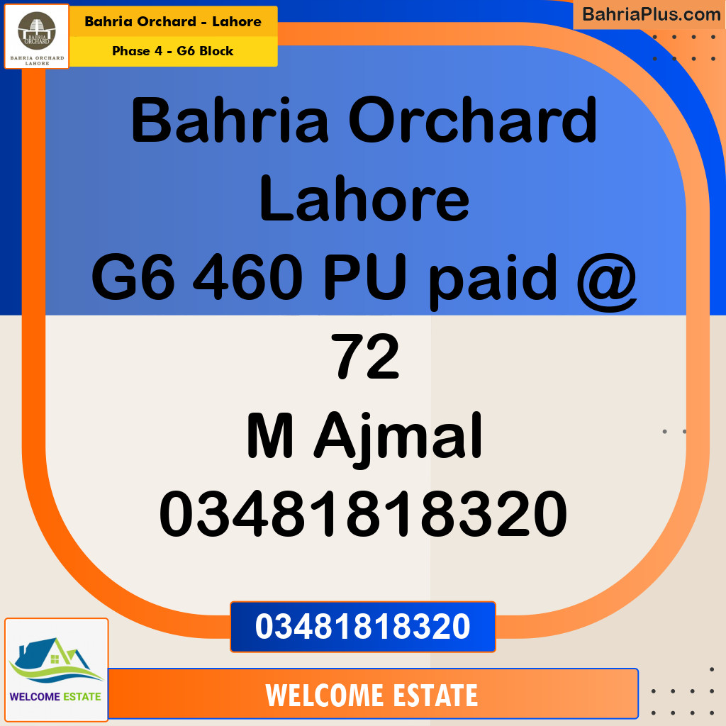 Residential Plot for Sale in Phase 4 - G6 Block -  Bahria Orchard, Lahore - (BP-171371)