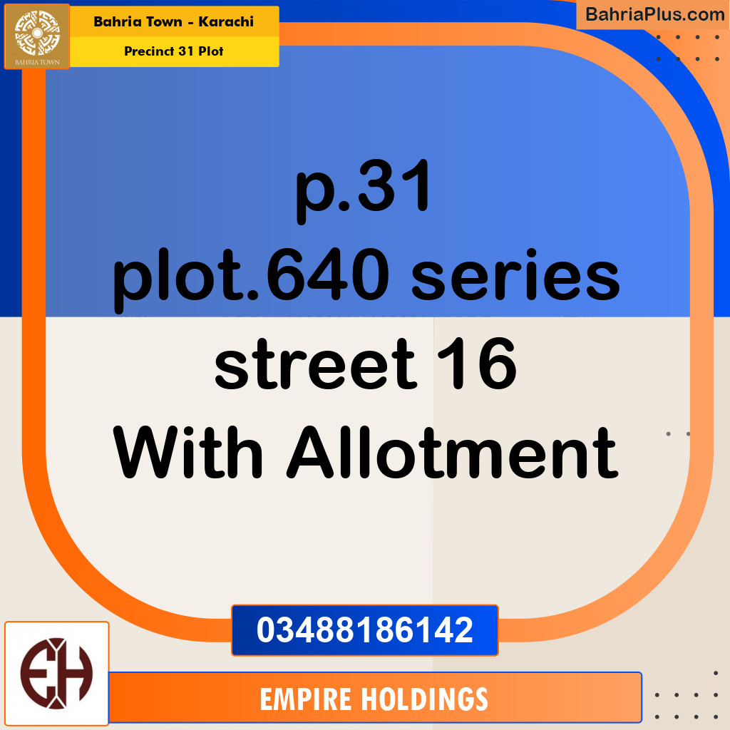 Residential Plot for Sale in Precinct 31 Plot -  Bahria Town, Karachi - (BP-171373)