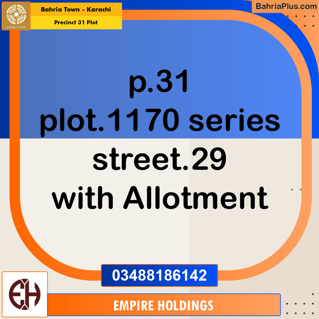 Residential Plot for Sale in Precinct 31 Plot -  Bahria Town, Karachi - (BP-171374)