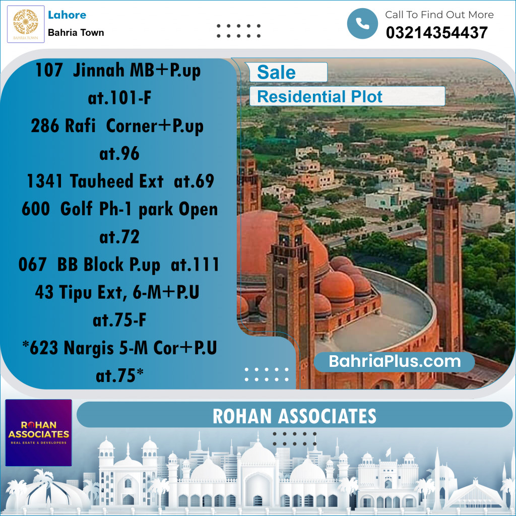 Residential Plot for Sale in Sector E - Jinnah Block -  Bahria Town, Lahore - (BP-171398)