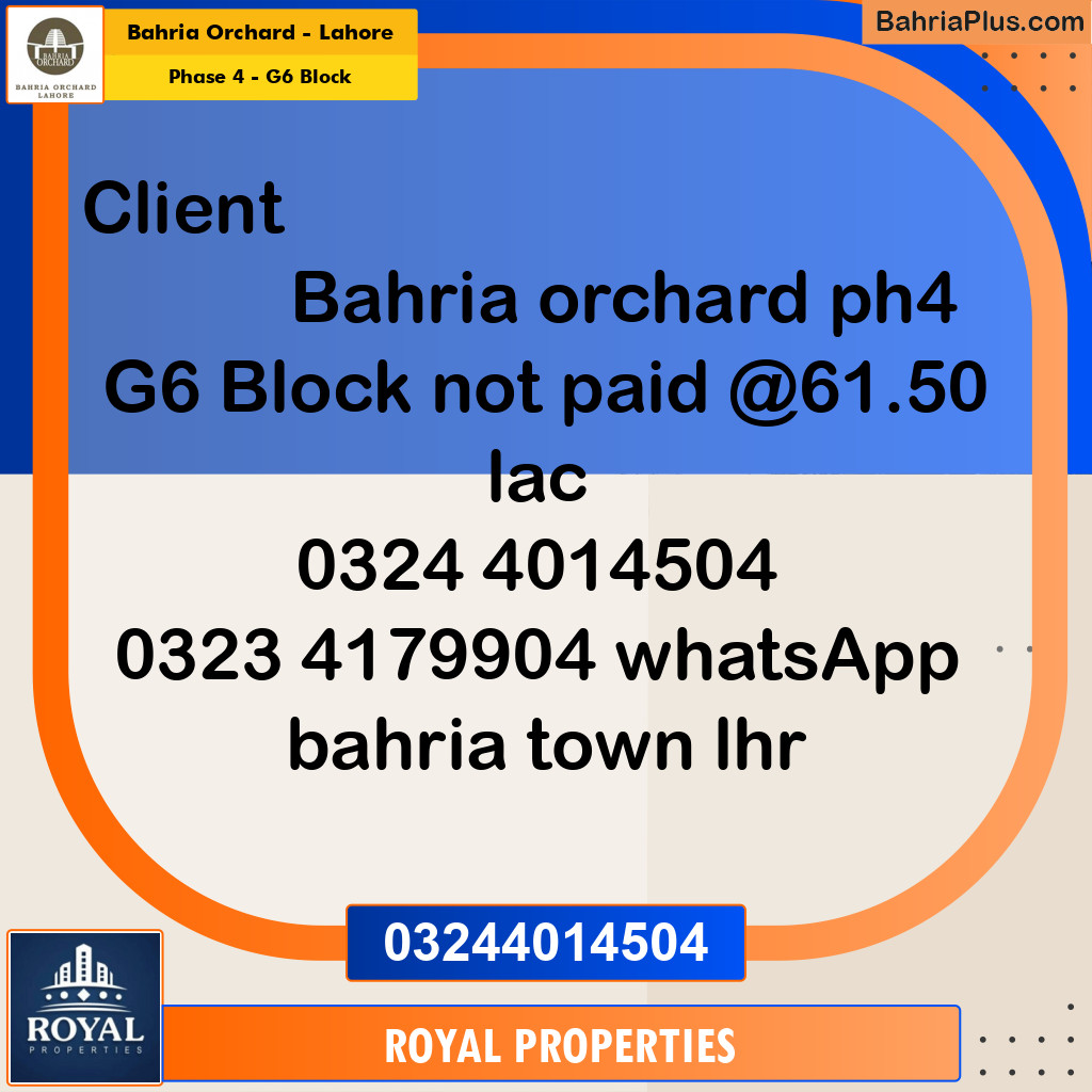 Residential Plot for Sale in Phase 4 - G6 Block -  Bahria Orchard, Lahore - (BP-171401)
