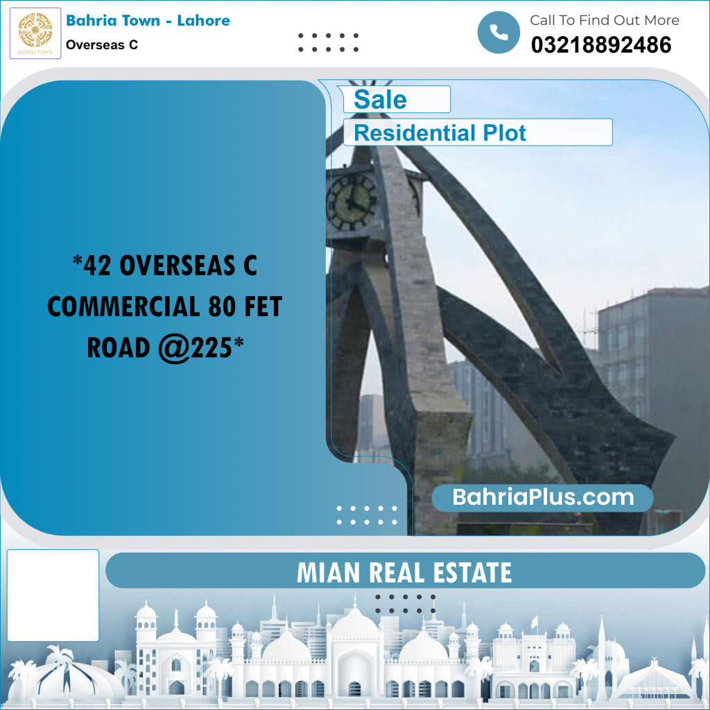 Residential Plot for Sale in Overseas C -  Bahria Town, Lahore - (BP-171406)