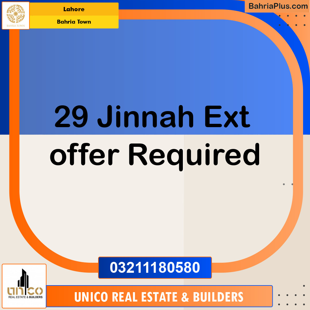 Residential Plot for Sale in Sector E - Jinnah Ext. Block -  Bahria Town, Lahore - (BP-171423)