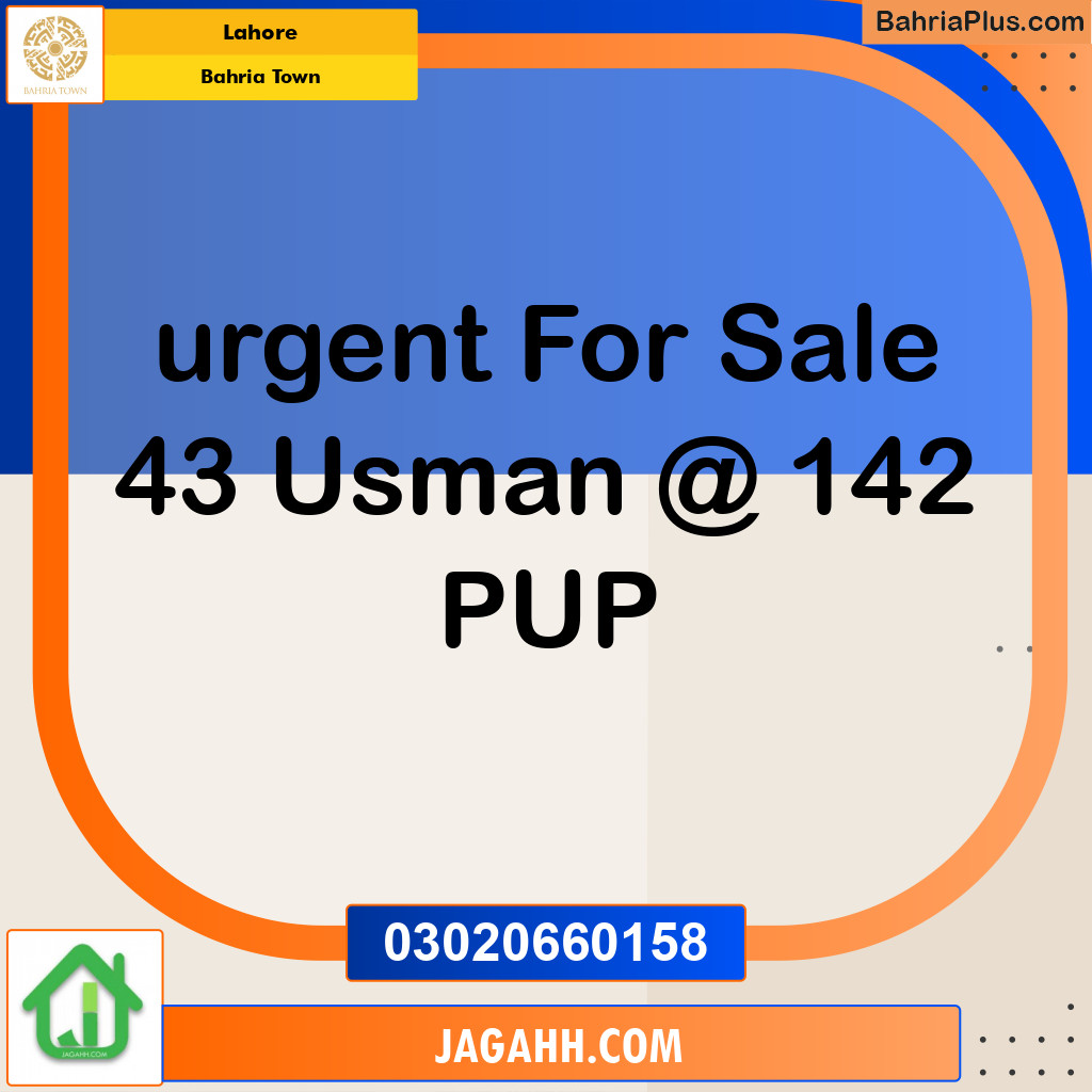 Residential Plot for Sale in Sector B - Usman Block - Bahria Town, Lahore - (BP-171481)