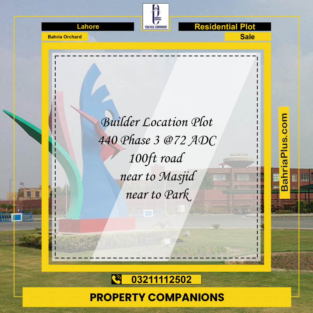 Residential Plot for Sale in Phase 3 -  Bahria Orchard, Lahore - (BP-171517)