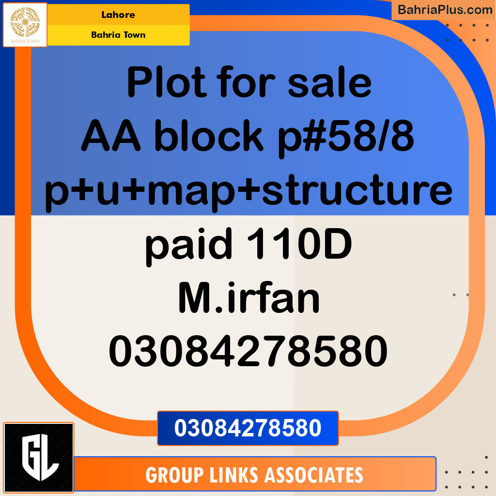 Residential Plot for Sale in Sector D - AA Block -  Bahria Town, Lahore - (BP-171558)