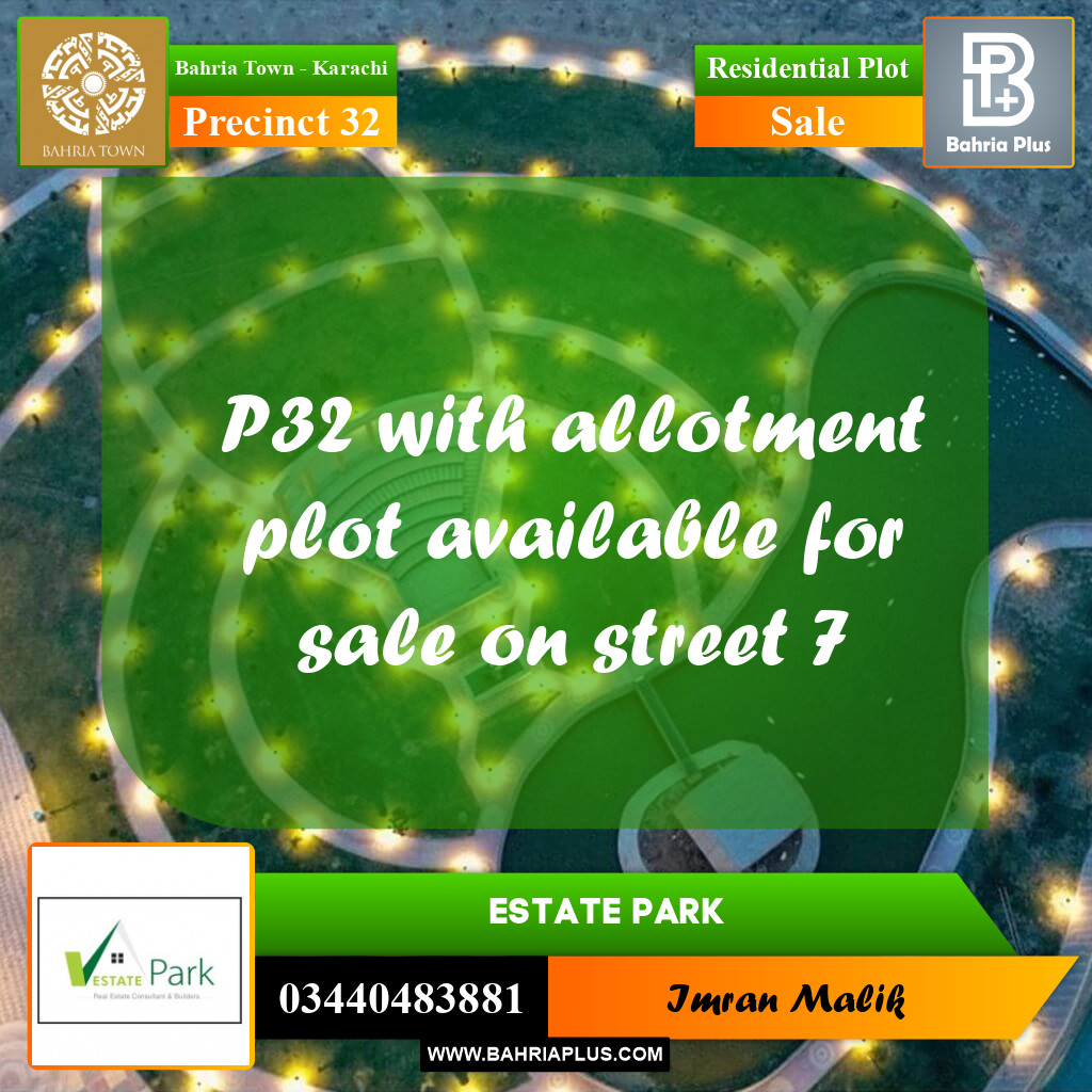 Residential Plot for Sale in Precinct 32 - Bahria Town, Karachi - (BP-171631)