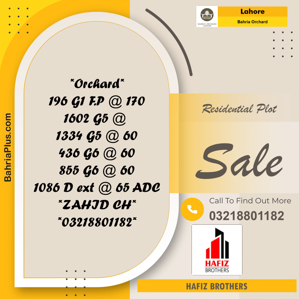 Residential Plot for Sale in Phase 4 - G1 Block -  Bahria Orchard, Lahore - (BP-171642)
