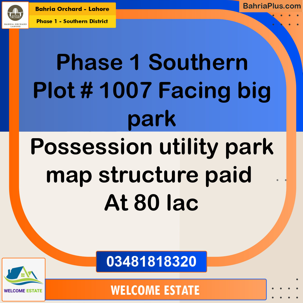 Residential Plot for Sale in Phase 1 - Southern District -  Bahria Orchard, Lahore - (BP-171660)