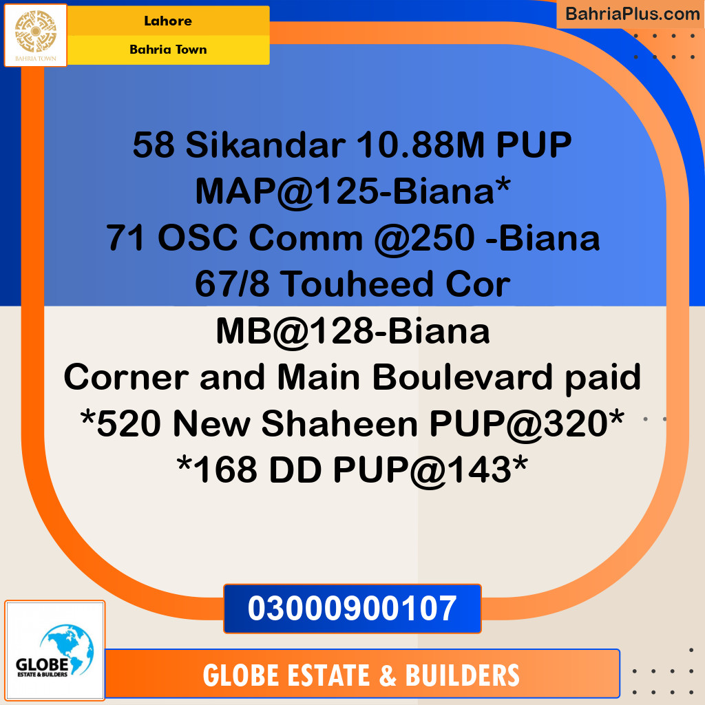 Residential Plot for Sale in Sector F - Sikander Block -  Bahria Town, Lahore - (BP-171663)