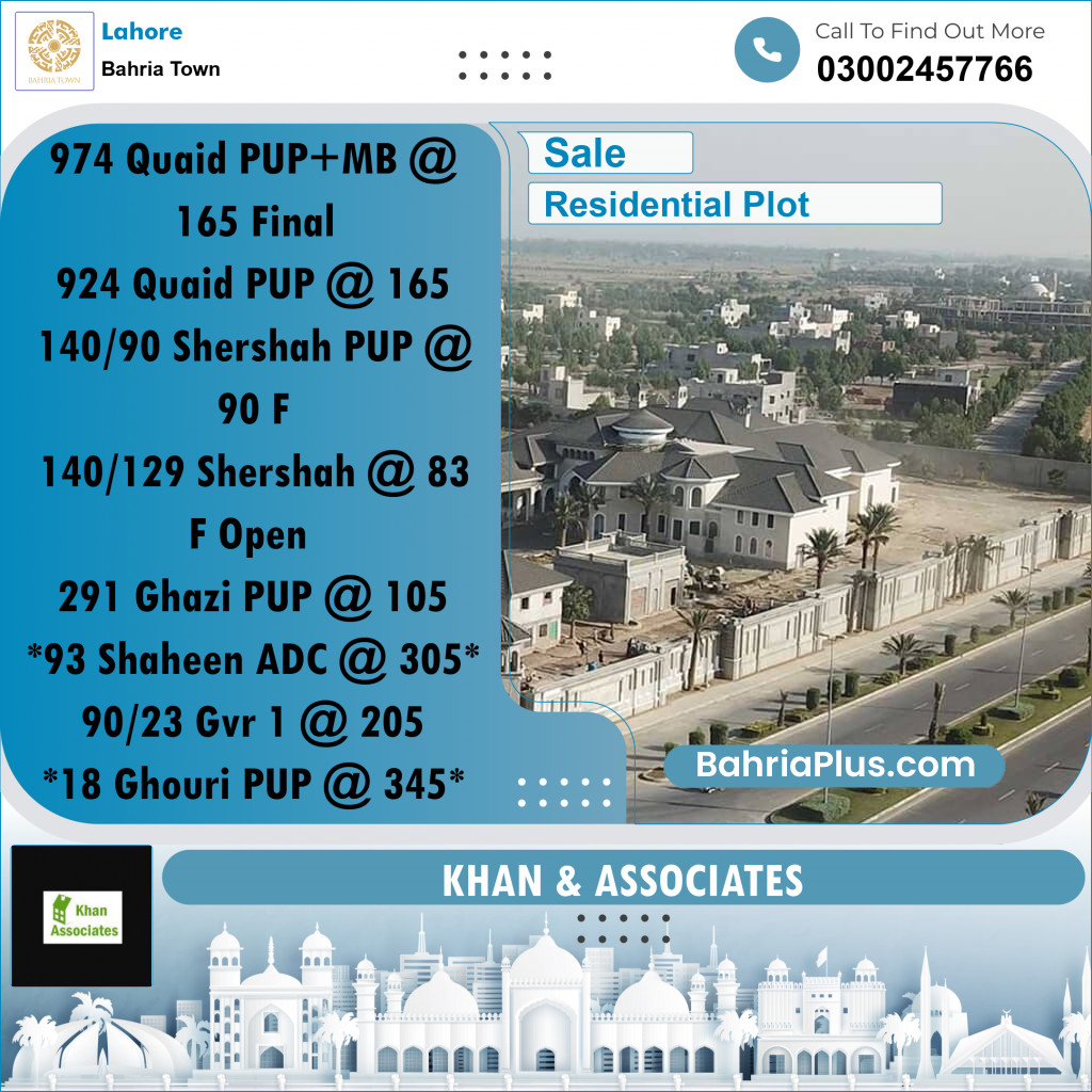 Residential Plot for Sale in Sector E - Quaid Block -  Bahria Town, Lahore - (BP-171693)