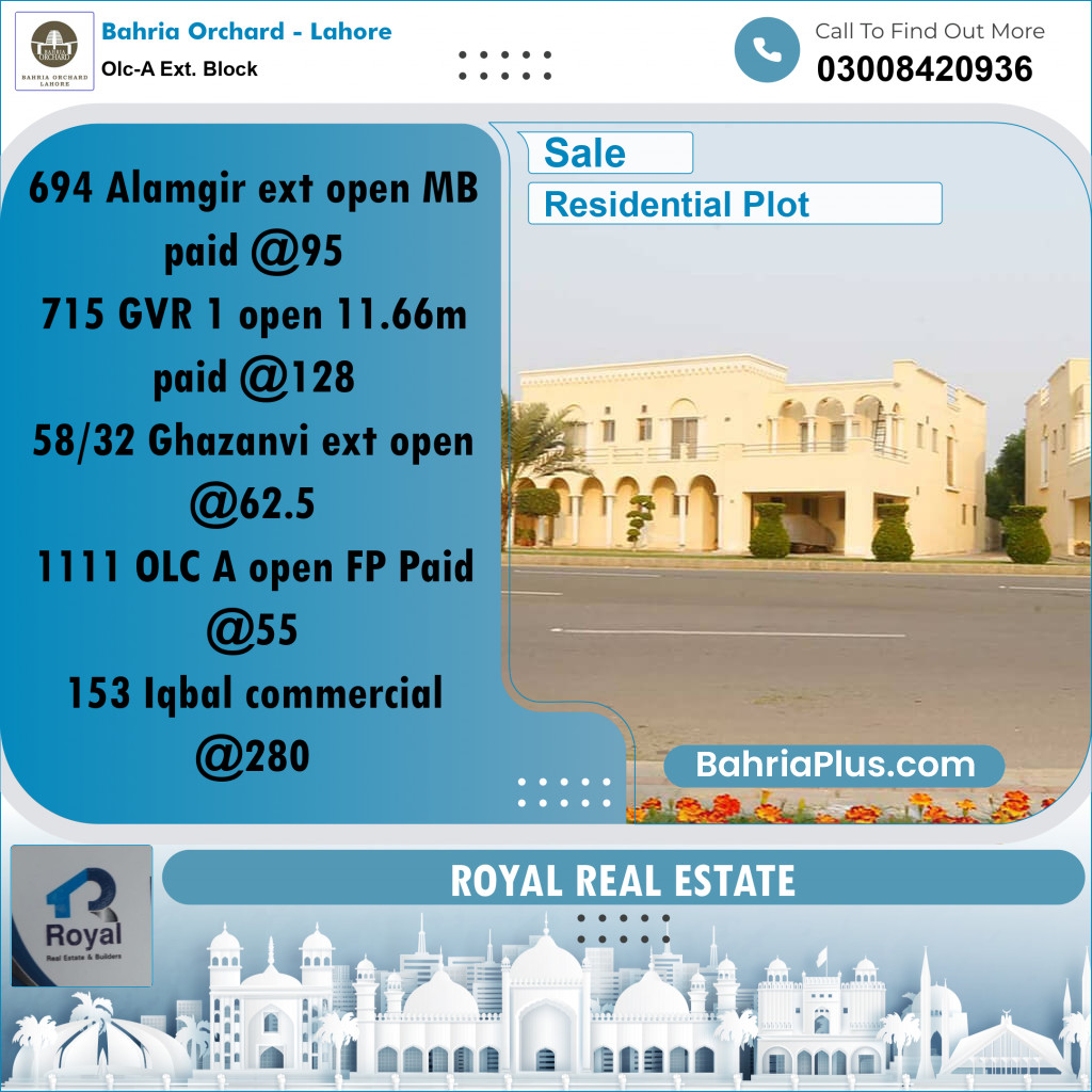 Residential Plot for Sale in OLC-A Ext. Block - Bahria Orchard, Lahore - (BP-171711)