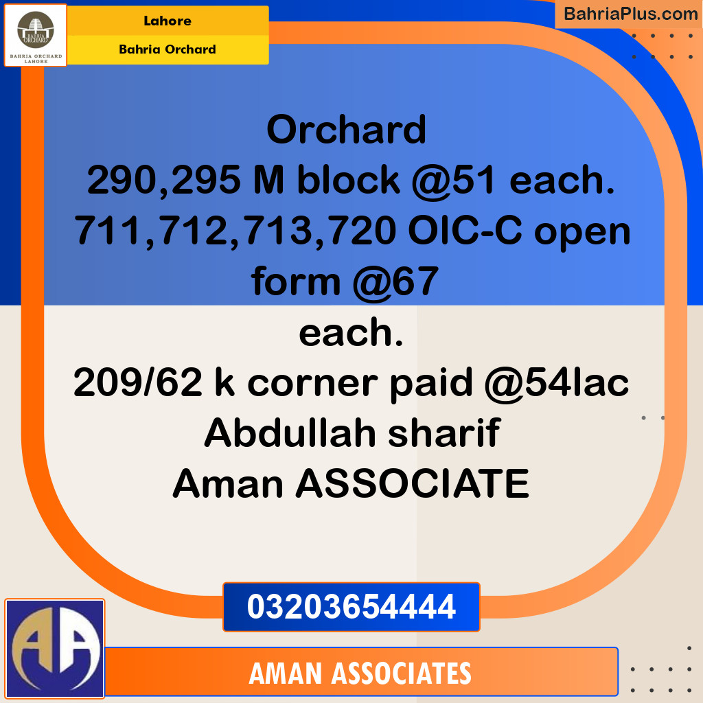 Residential Plot for Sale in Phase 2 - M Block - Bahria Orchard, Lahore - (BP-171749)