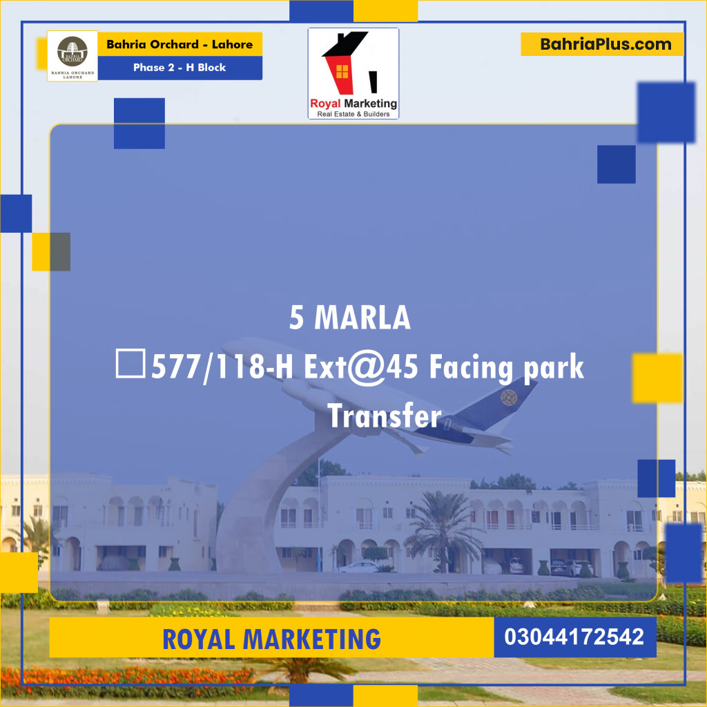 Residential Plot for Sale in Phase 2 - H Block -  Bahria Orchard, Lahore - (BP-171761)