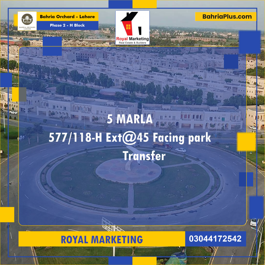 Residential Plot for Sale in Phase 2 - H Block -  Bahria Orchard, Lahore - (BP-171765)