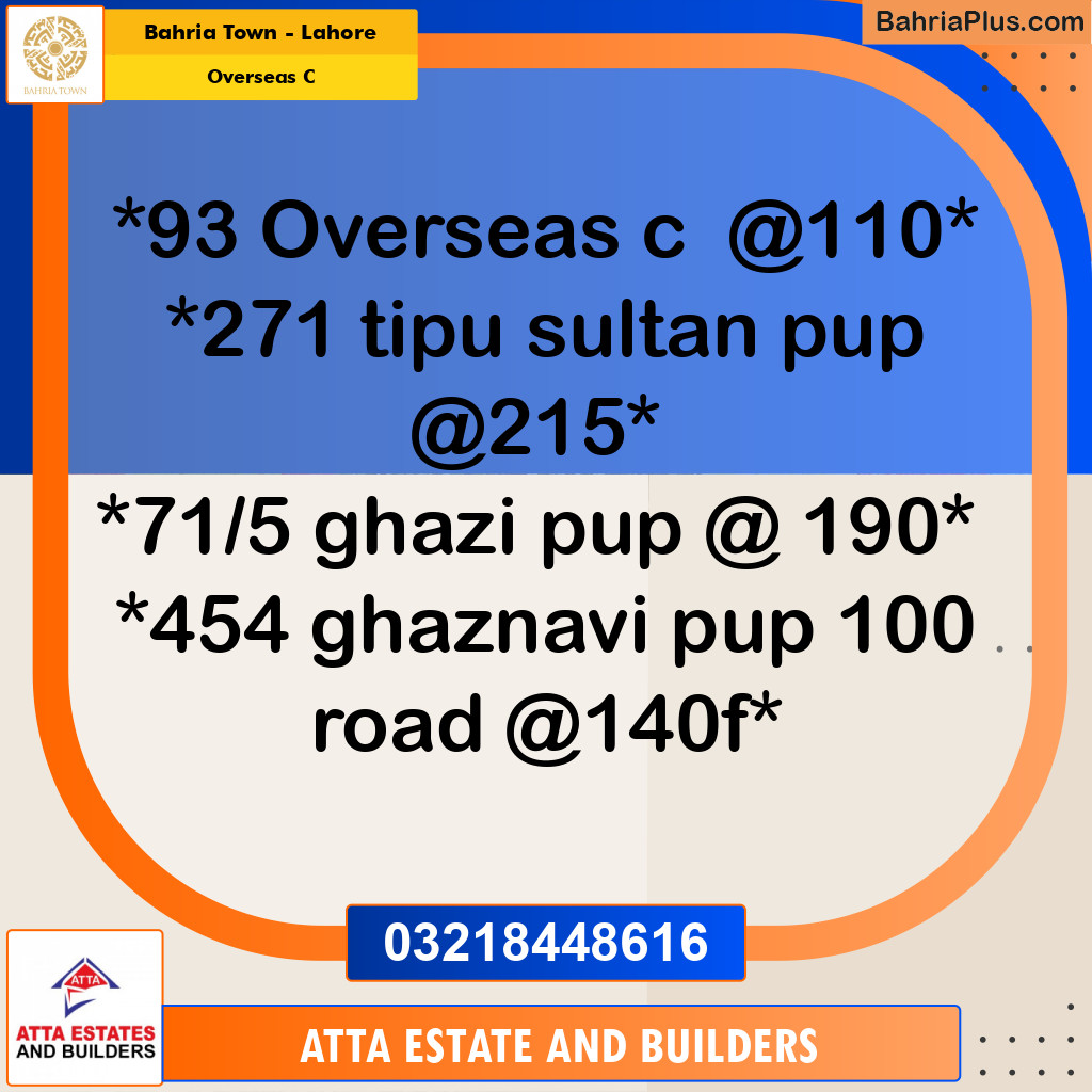 Residential Plot for Sale in Overseas C -  Bahria Town, Lahore - (BP-171792)