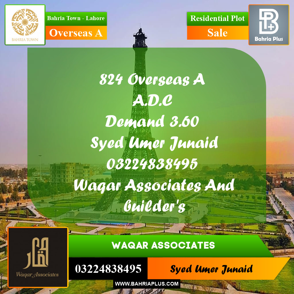 Residential Plot for Sale in Overseas A -  Bahria Town, Lahore - (BP-171812)