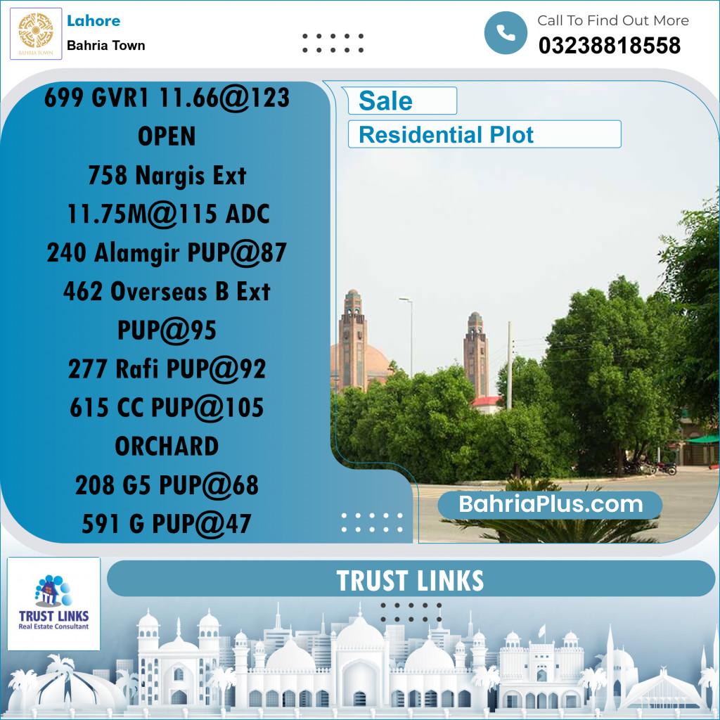 Residential Plot for Sale in Golf Phase 1 -  Bahria Town, Lahore - (BP-171829)