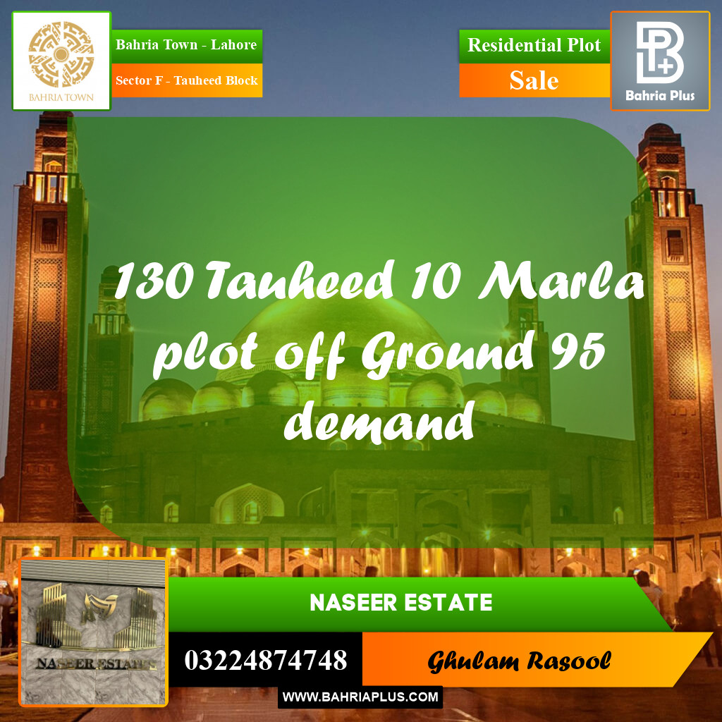 Residential Plot for Sale in Sector F - Tauheed Block -  Bahria Town, Lahore - (BP-171840)