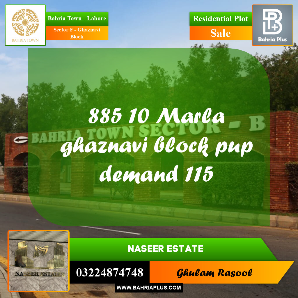 Residential Plot for Sale in Sector F - Ghaznavi Block - Bahria Town, Lahore - (BP-171843)