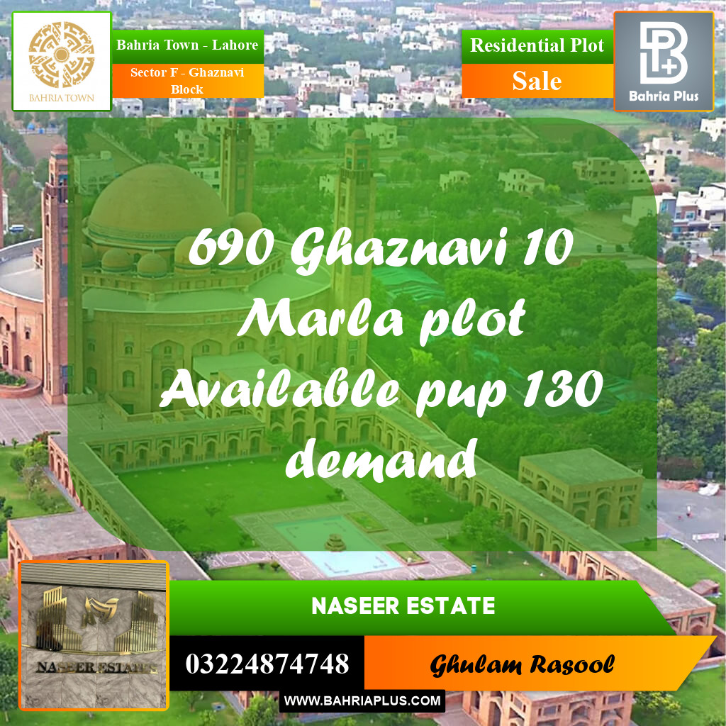 Residential Plot for Sale in Sector F - Ghaznavi Block -  Bahria Town, Lahore - (BP-171848)
