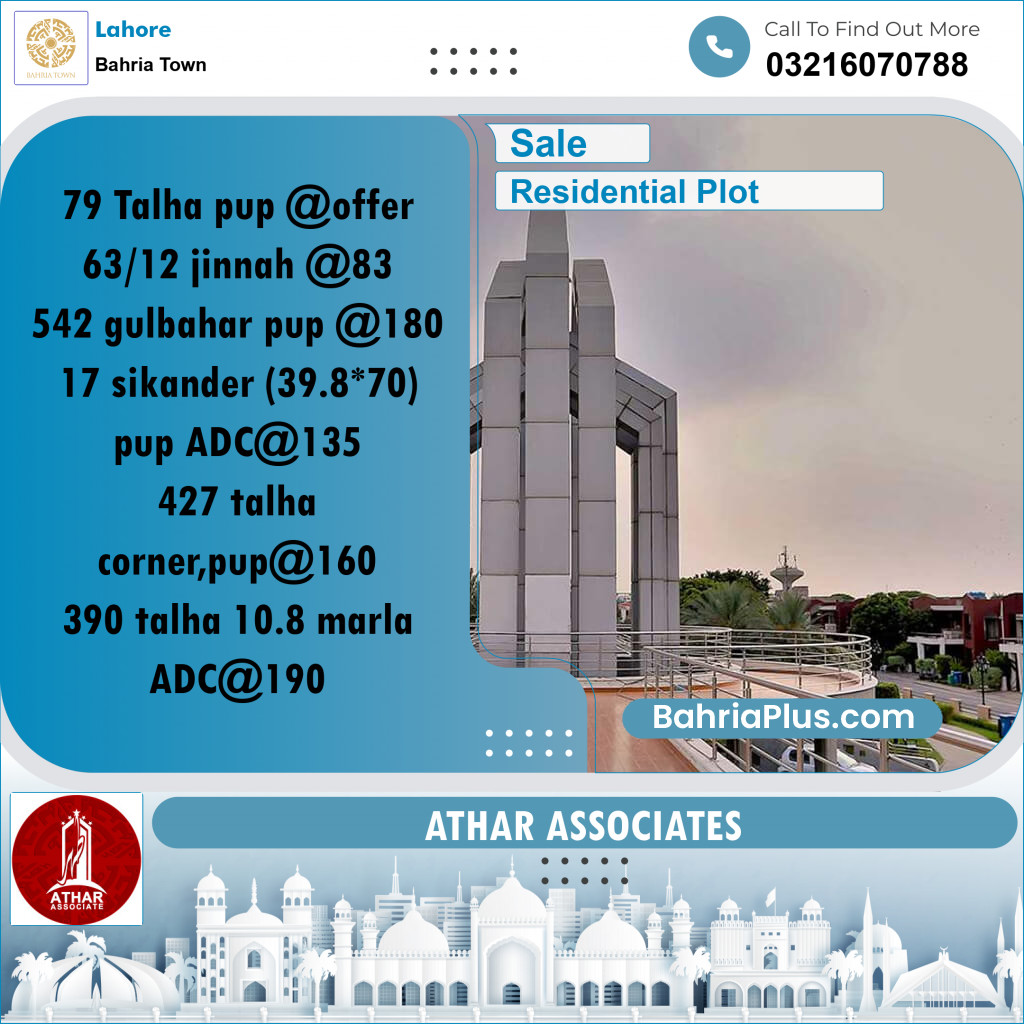 Residential Plot for Sale in Sector F - Talha Block -  Bahria Town, Lahore - (BP-171862)